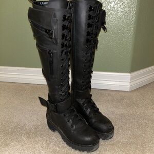 Dolls Kill Knee High Combat Boots